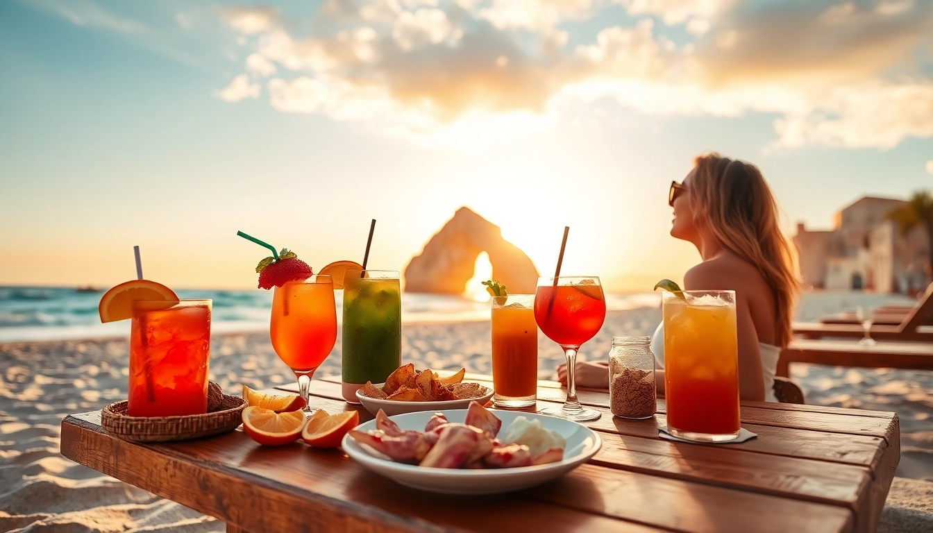Experience insider tips for Cabo with a stunning beachfront sunset and tropical delights.