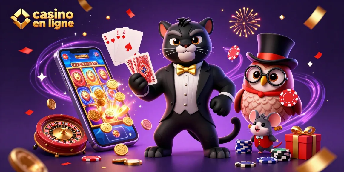 Jouer au casino en ligne avec des personnages amusants, des jetons de poker et des jeux fascinants.