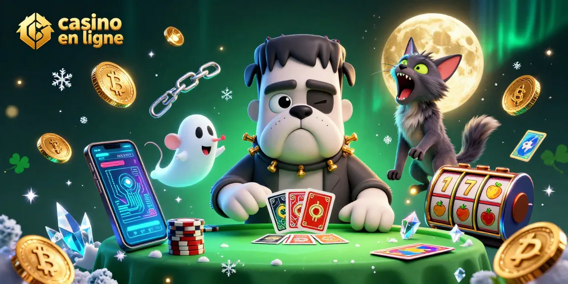 Le bulldog monstre au casino en ligne dealant des cartes avec une ambiance de jeu captivante.