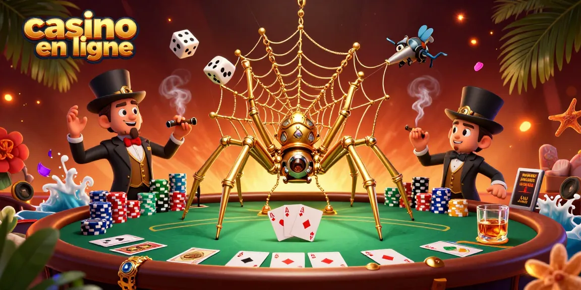 Gagnez gros sur un casino en ligne avec des éléments riches comme des cartes de poker et des jetons colorés dans une illustration 3D captivante.