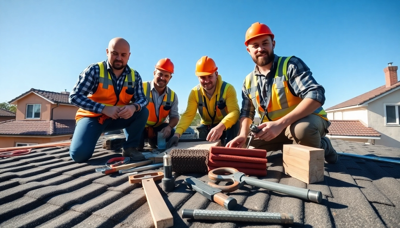 Engaged students learning roofing apprenticeship techniques on a residential roof.