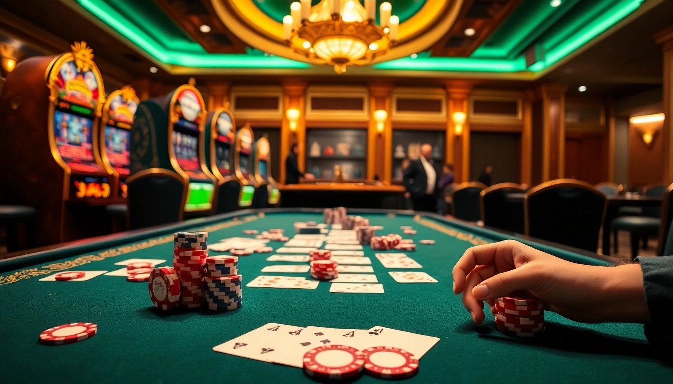 Experience high-stakes action at the BL555 gaming table with poker chips and cards.