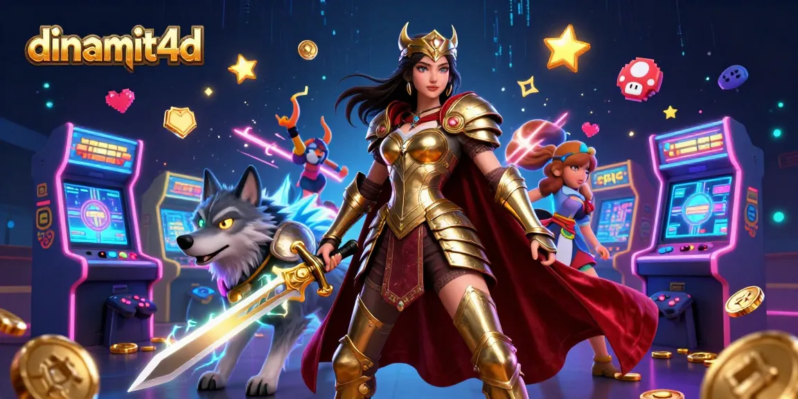Engage with dinamit4d's vibrant gamescape featuring warriors and dynamic casino elements.