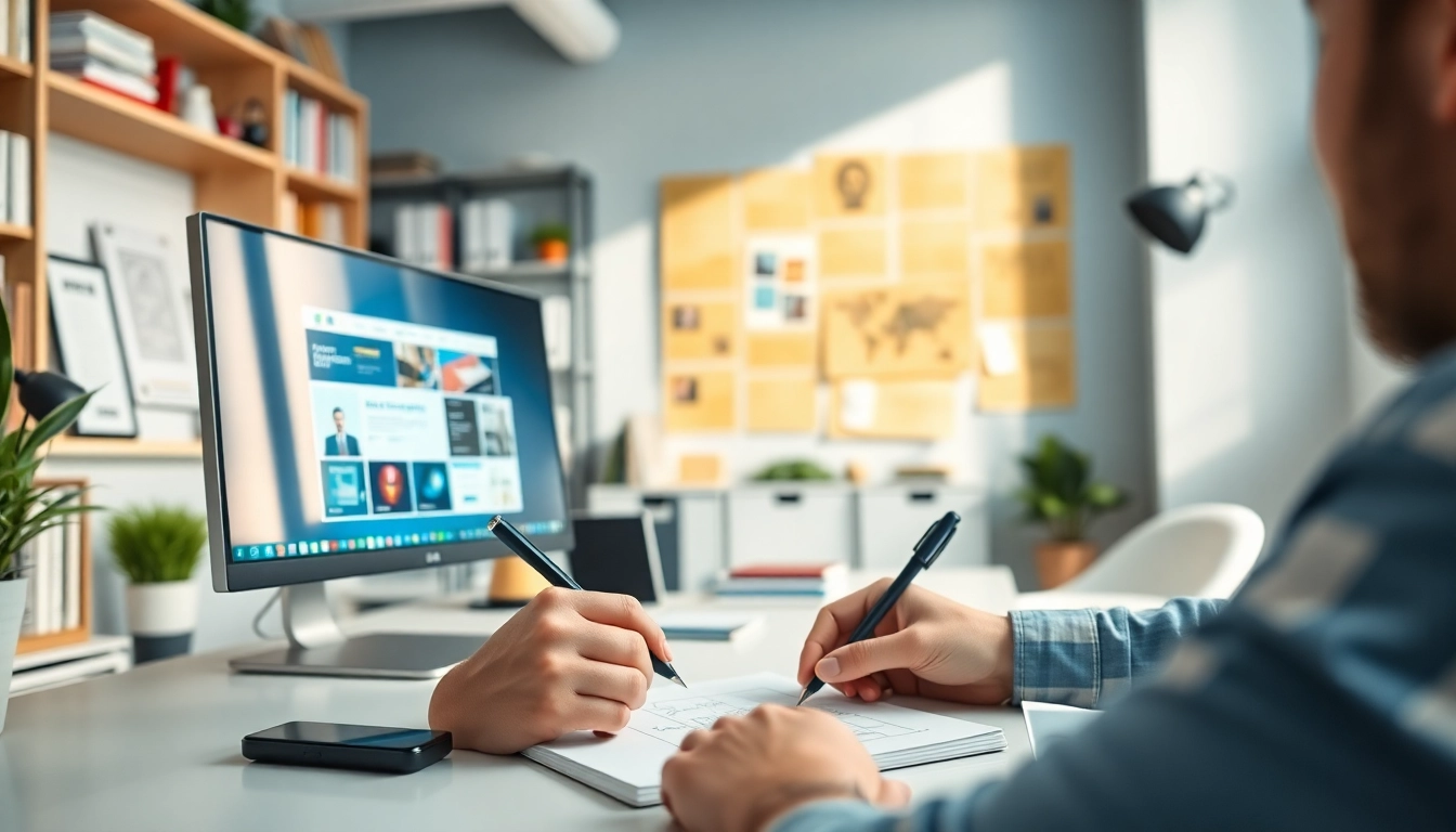 Web design company workspace showcasing creativity and collaboration in an open office.