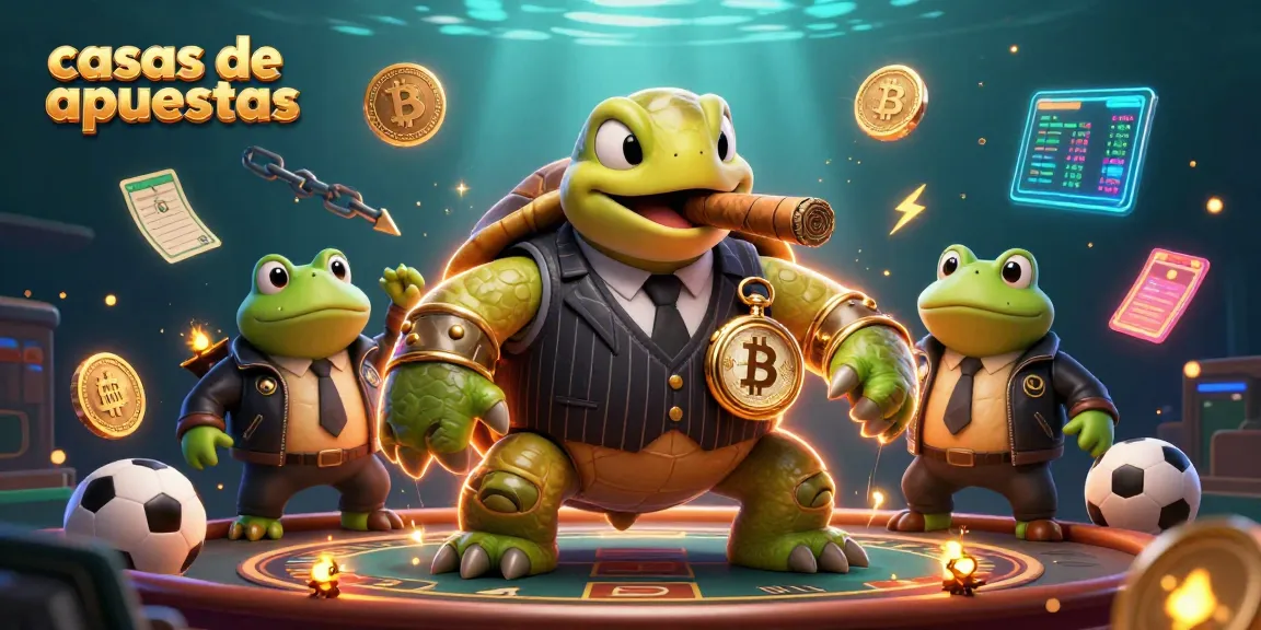 Realiza apuestas deportivas en casas de apuestas con esta imagen de tortuga y ranas en el casino.