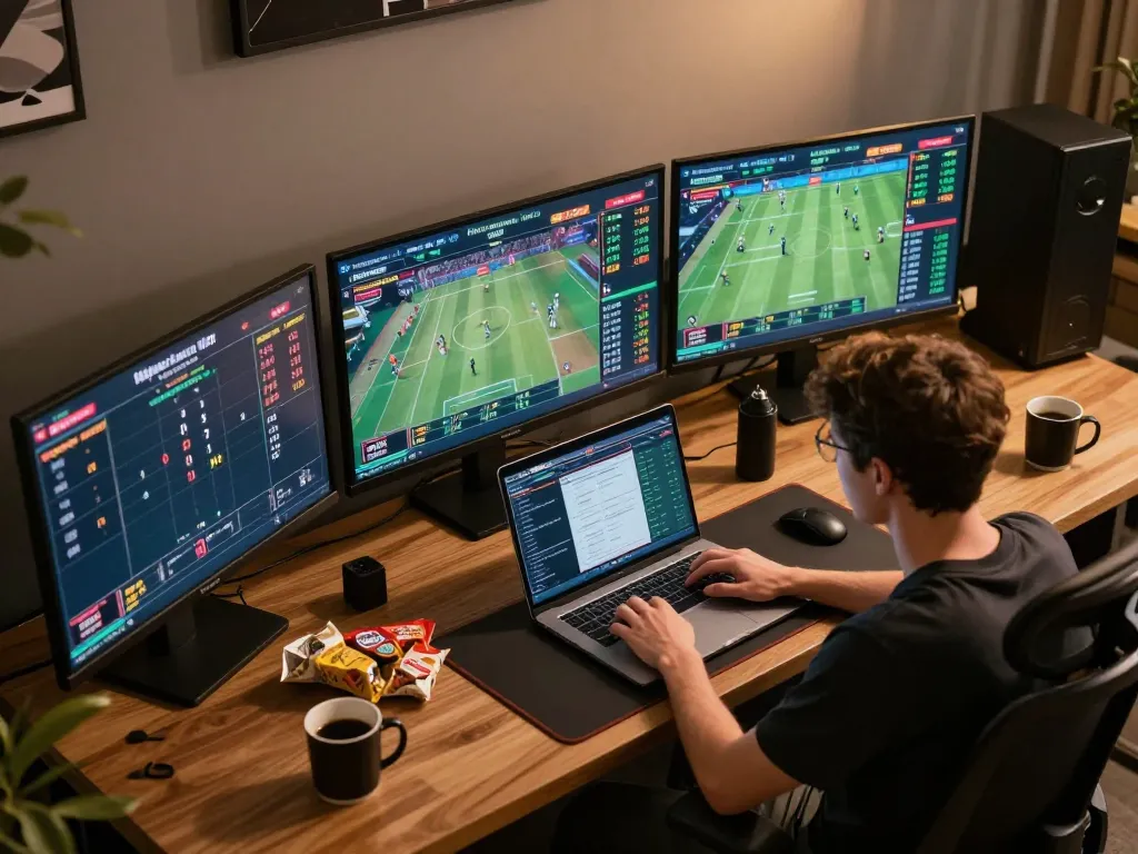 Engaged player placing strategic bets on okwin amid dynamic sports betting setup
