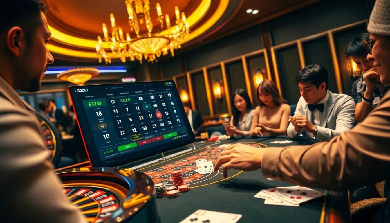 Place your bets on SBOBET's exciting online platform with vibrant casino visuals.