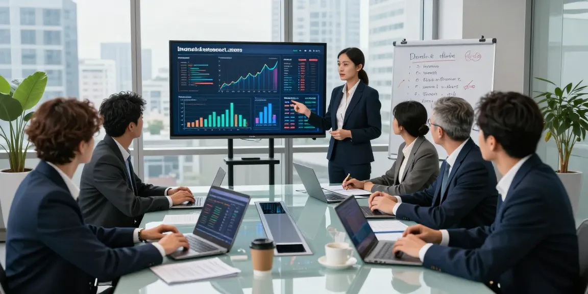 Team analyzing financial crime intelligence data in a modern conference room.