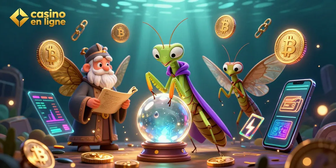 Jouez au casino en ligne avec un mystique réviseur et des symboles forts de crypto-monnaie.