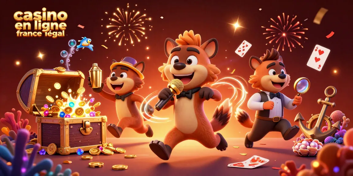 Vivez l'univers du casino en ligne France légal avec cette illustration dynamique, regroupant des hyènes humoristiques.