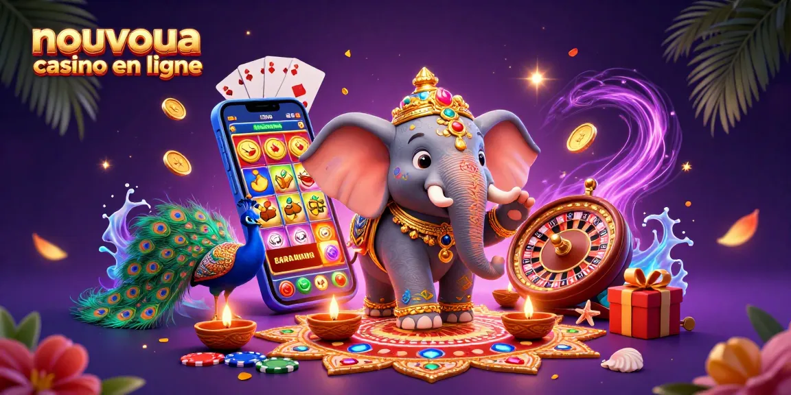 Jouez avec le nouveau casino en ligne, découvrez nos jeux colorés autour d'un éléphant festif.