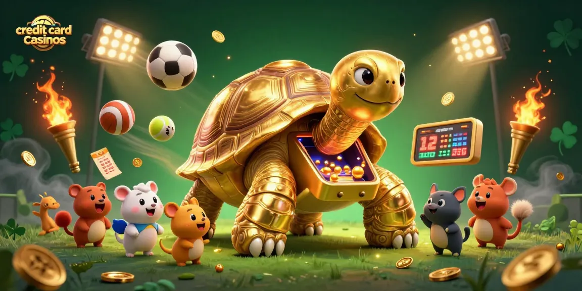 Experience excitement at credit card casinos with dynamic 3D illustration showcasing fun gaming elements and animated characters.