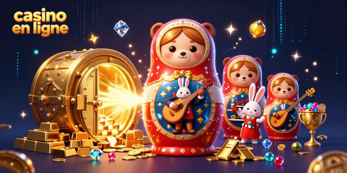 Un jeu captivant de casino en ligne avec une matriochka et des ours, entouré de trésors.