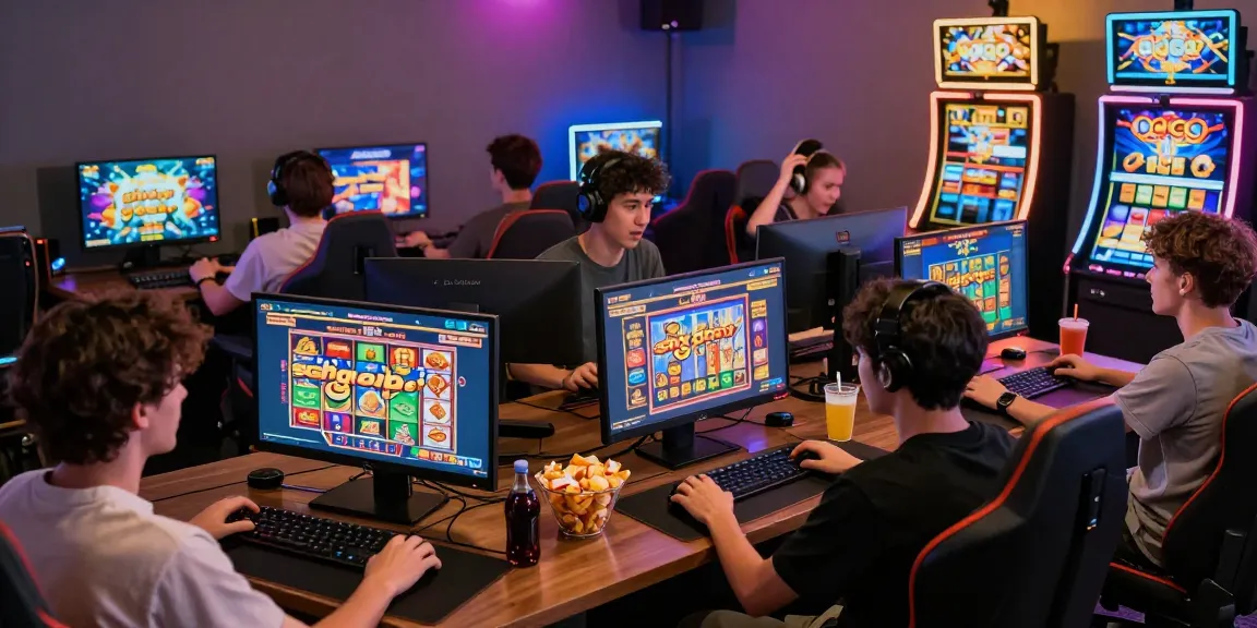 Players enjoying slot gacor games in a vibrant online gaming space.