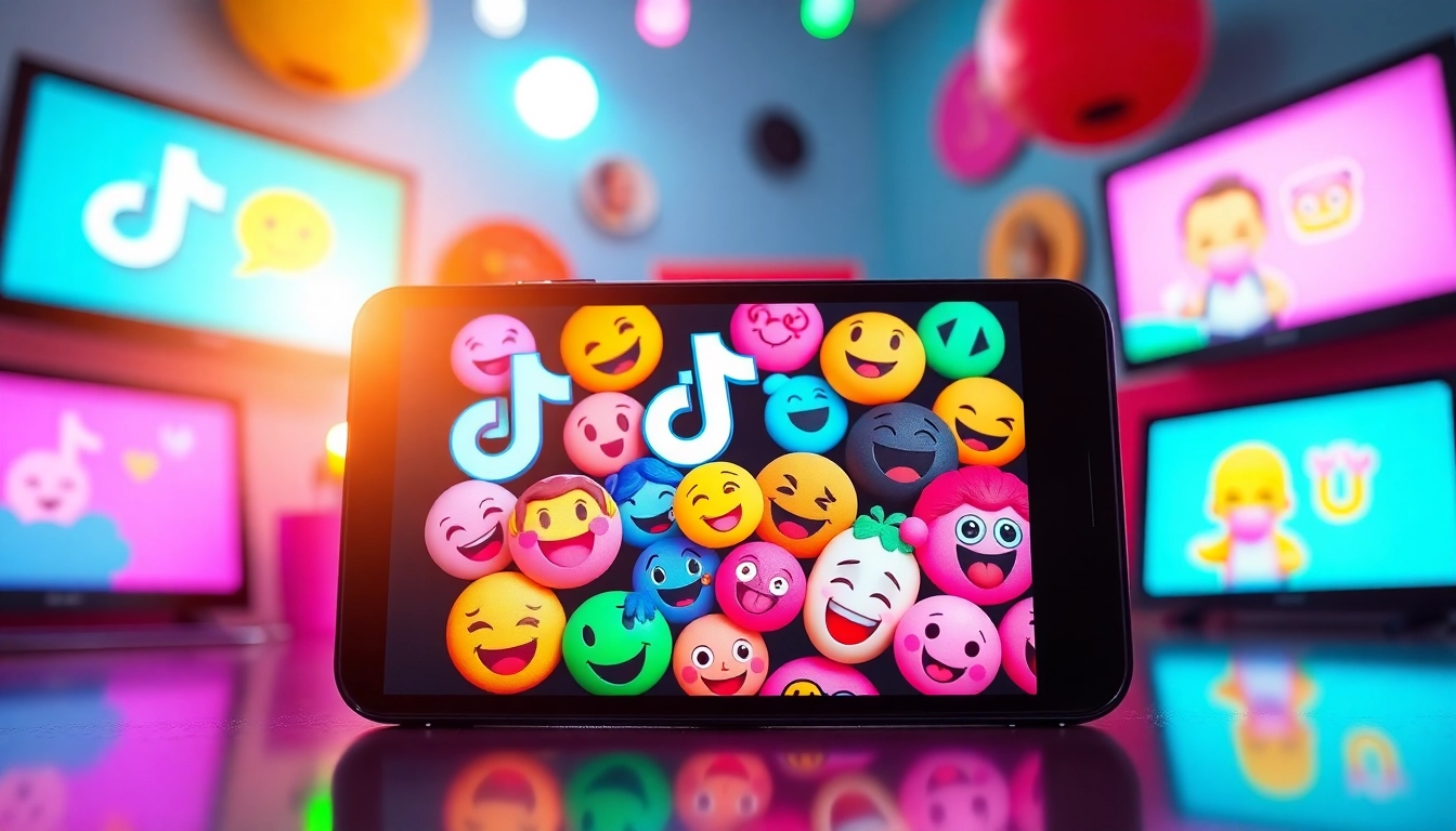 Engaging display of TikTok emojis showcasing creative expression on a digital screen.