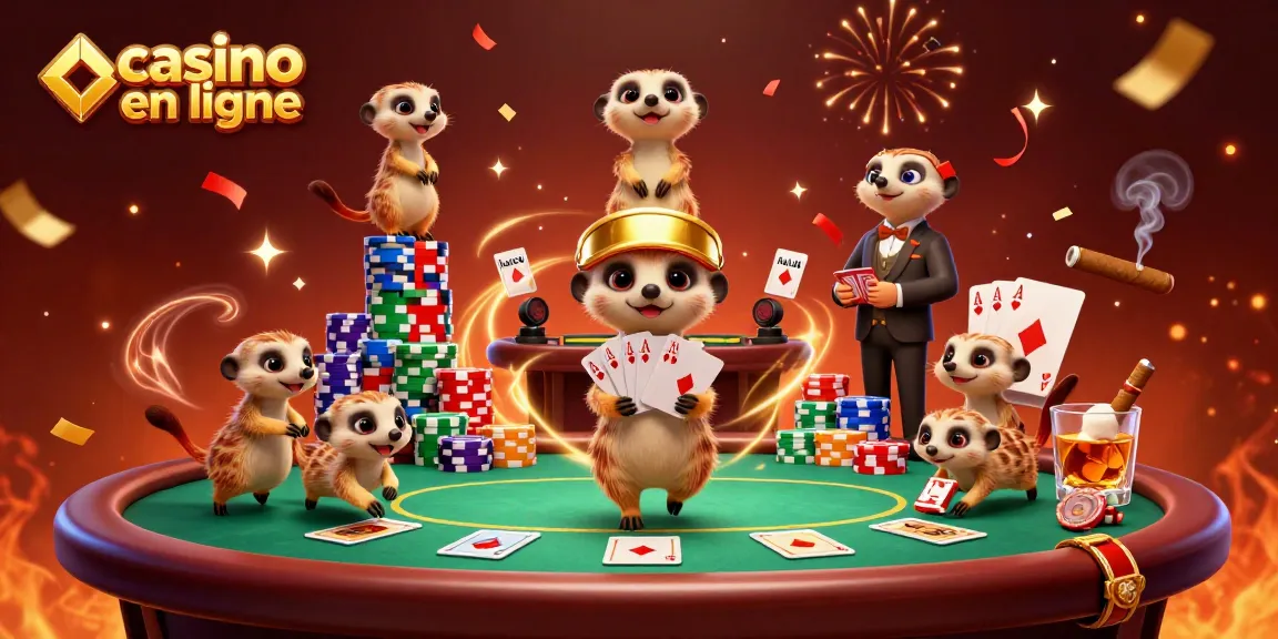 Les meerkats gèrent un casino en ligne rempli de jetons et de célébrations.