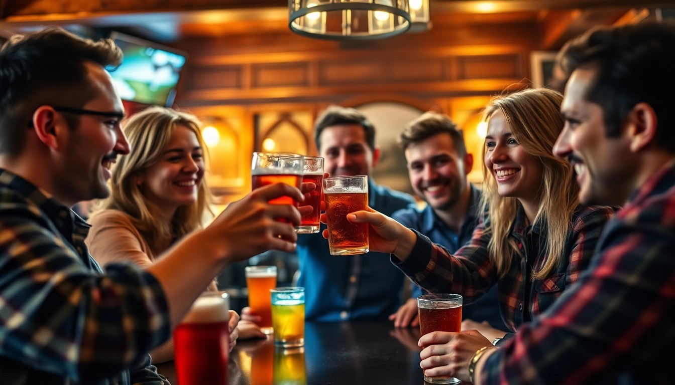 Group of friends toasting with drinks, representing the phrase why do we say on the lash.