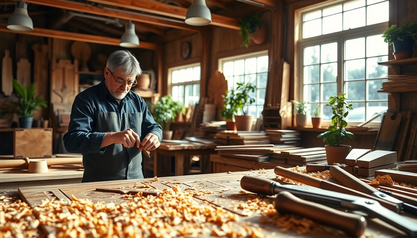 Crafting custom millwork with precision in a well-lit workshop.