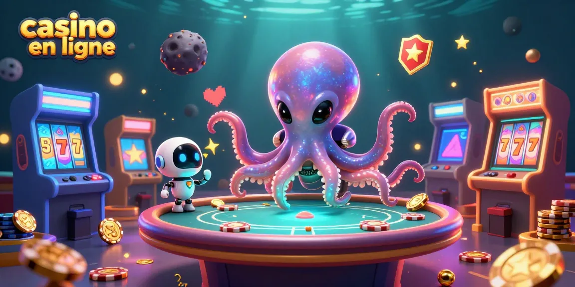 Vivez l'excitation d'un casino en ligne avec une scène animée d'un céphalopode extraterrestre à la table de poker.