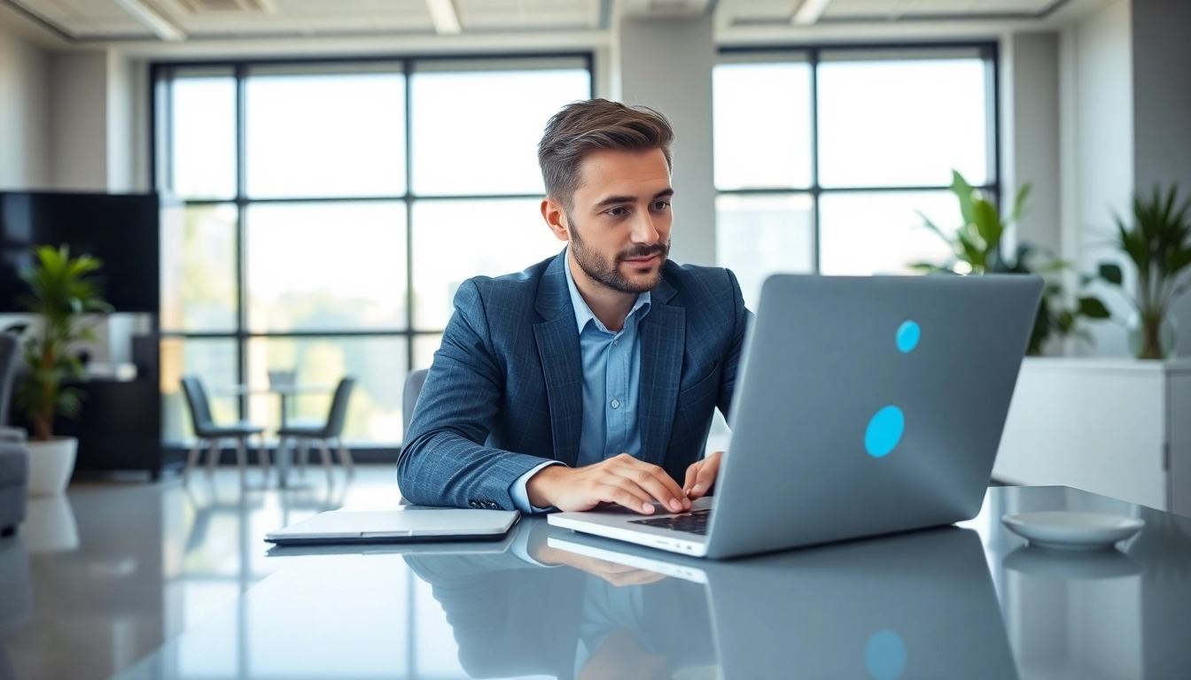 Using AI for competitor analysis with a modern workspace and digital charts.