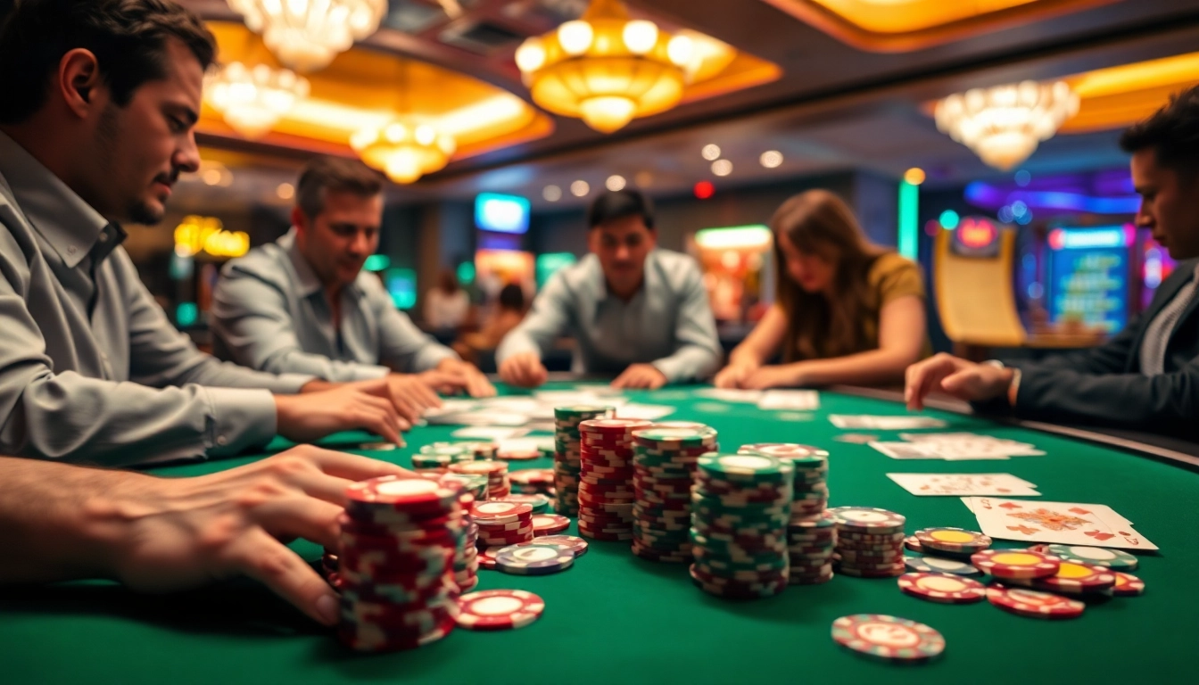 interwin bermain poker di kasino dengan suasana penuh energi dan kegembiraan