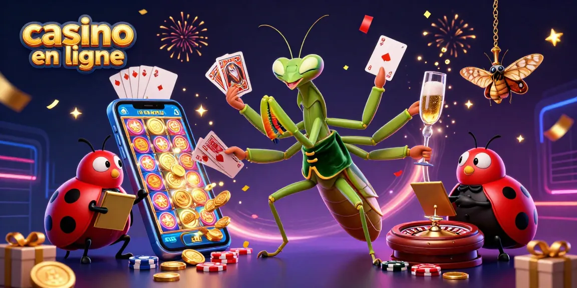 Animation ludique sur le casino en ligne avec un manteau de velours et des cartes de jeu, atmosphère festive.