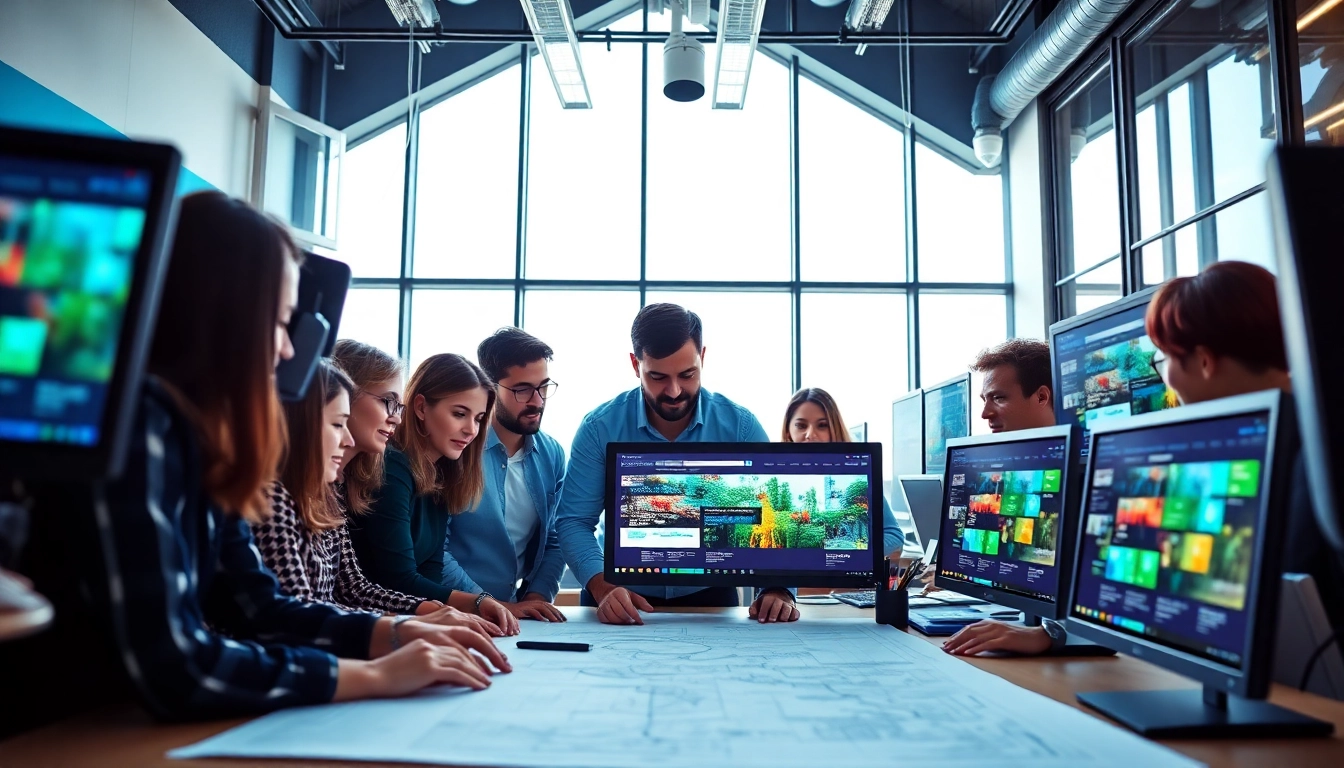 Build stunning web design edmonton with a professional team collaborating on creative projects.