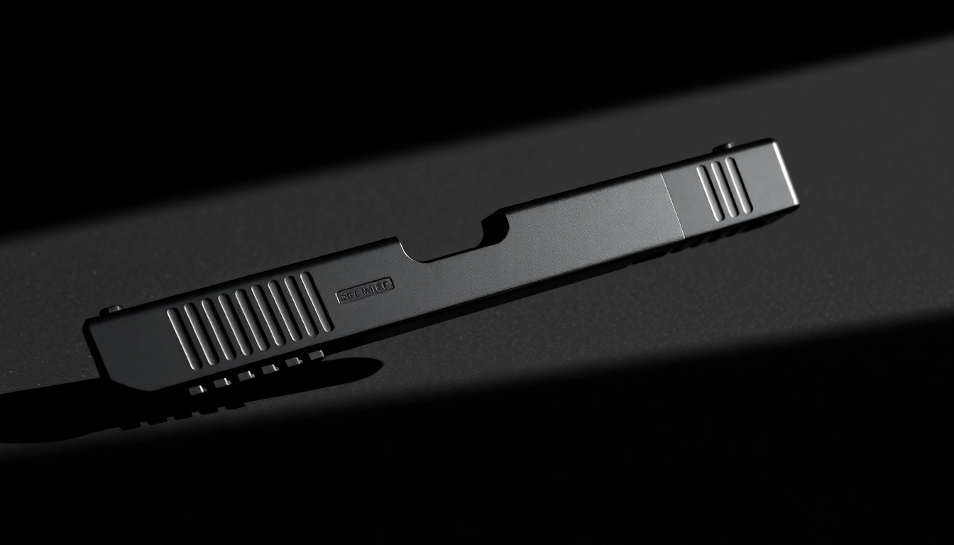 Showcase the Glock 19 Gen 3 OEM Slide highlighting its precision and design in a professional setting.