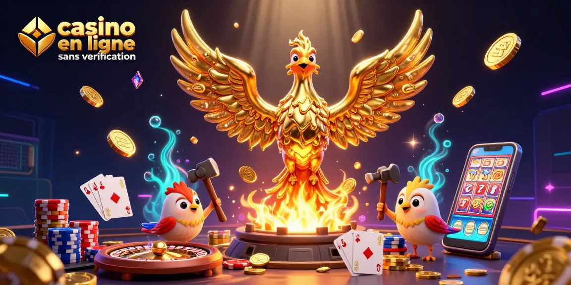 Faites fortune avec le casino en ligne sans vérification grâce à un phénix doré et des jetons colorés