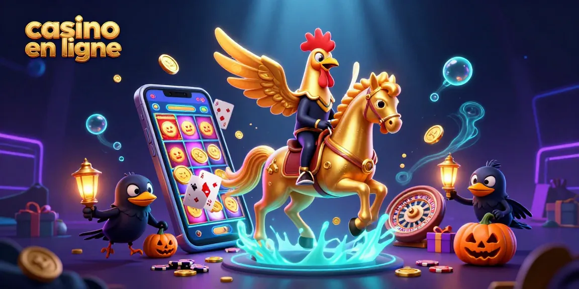 Visualisez des jeux captivants dans un casino en ligne animé avec un coq doré.