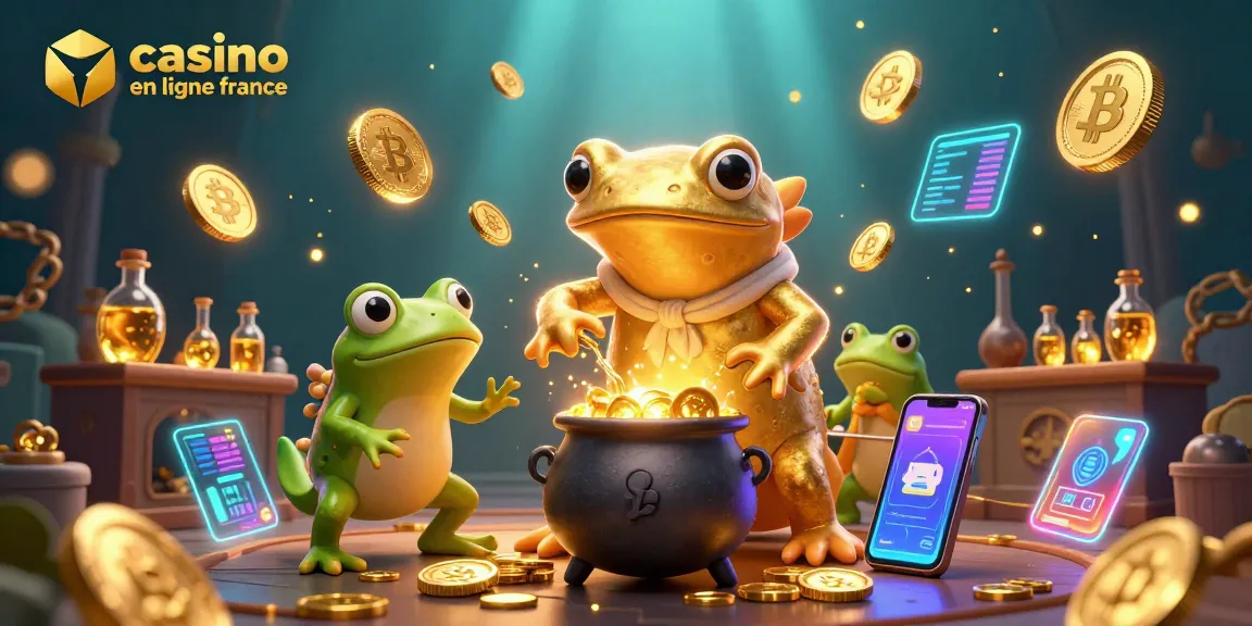 Illustration 3D d'un alchimiste géant dans un laboratoire, promouvant les casinos en ligne en France avec des éléments de jeu