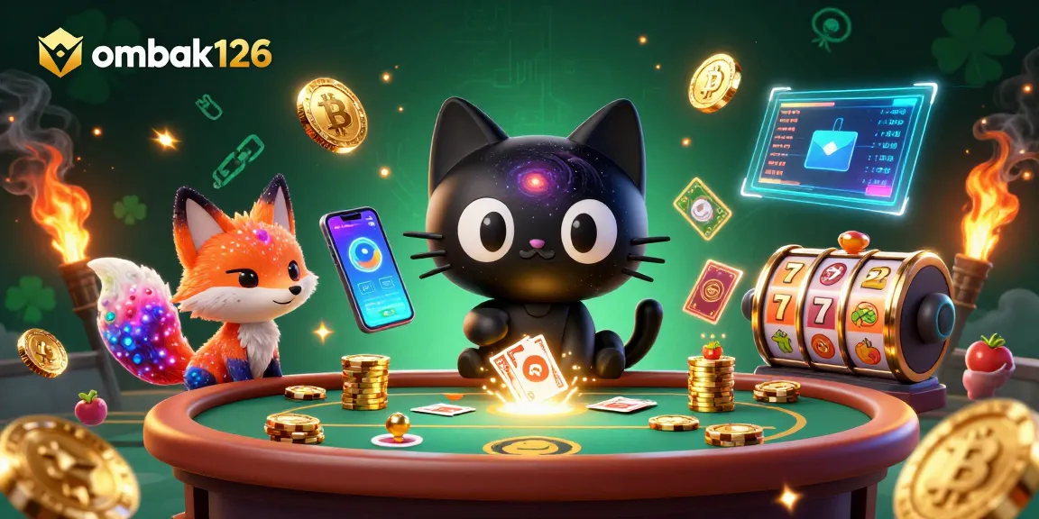 Engage with ombak126, featuring a cosmic casino scene with a black hole cat and vibrant elements.