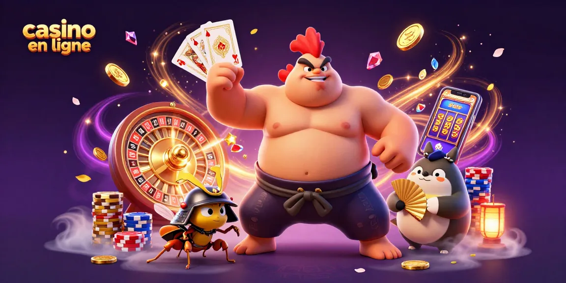 Vivez l'excitation des jeux de casino en ligne avec un joueur animé et des éléments de jeu scintillants.