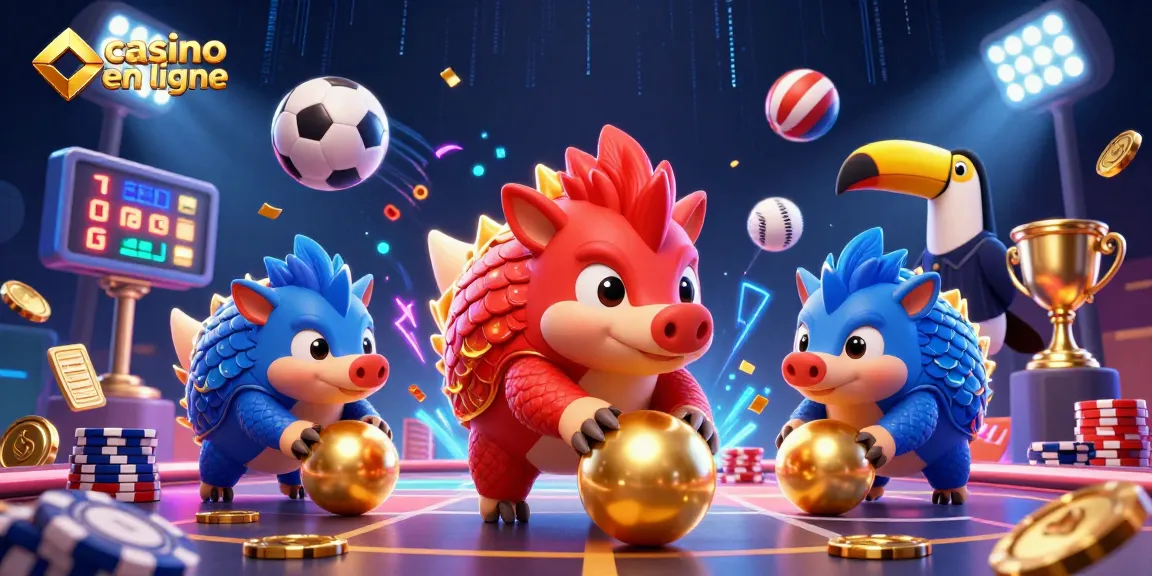Les rivalités de pangolins dans un casino en ligne, avec des éléments de jeu colorés.