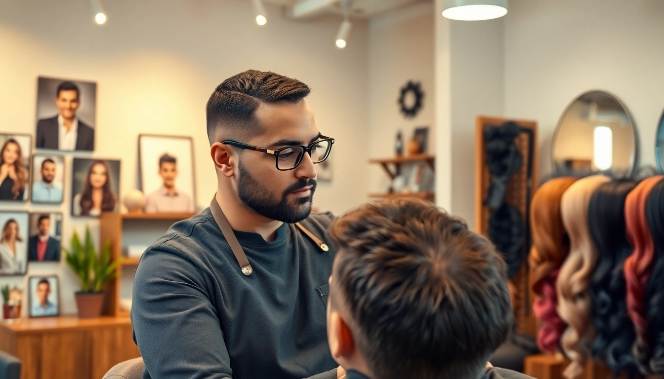 Ace of Fades 212 hair replacement specialist engaging with a client in a modern studio.
