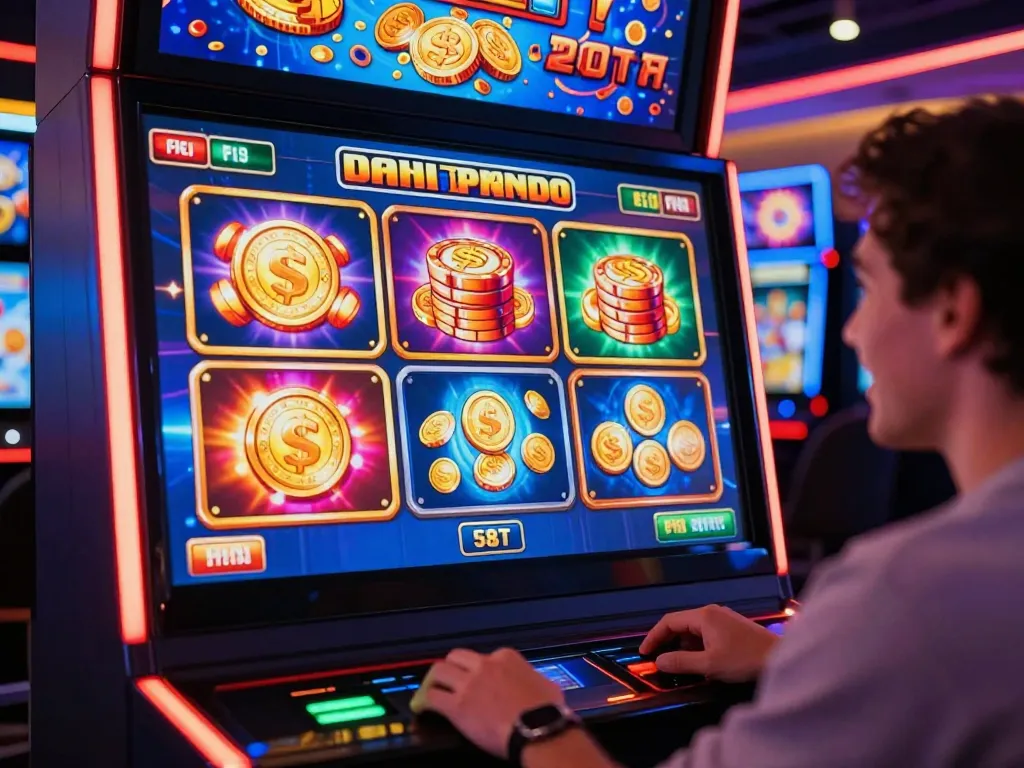 Engaged player enjoying spinpanda casino online with vibrant game display and animated slot graphics.