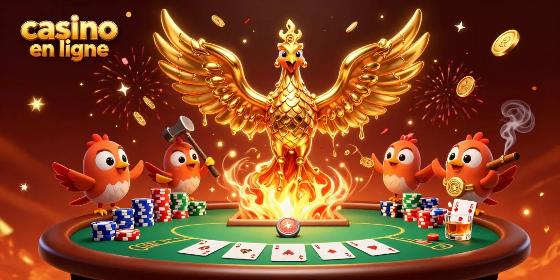 Jouez au casino en ligne avec des jeux captivants et des gains en or comme ce phœnix doré.