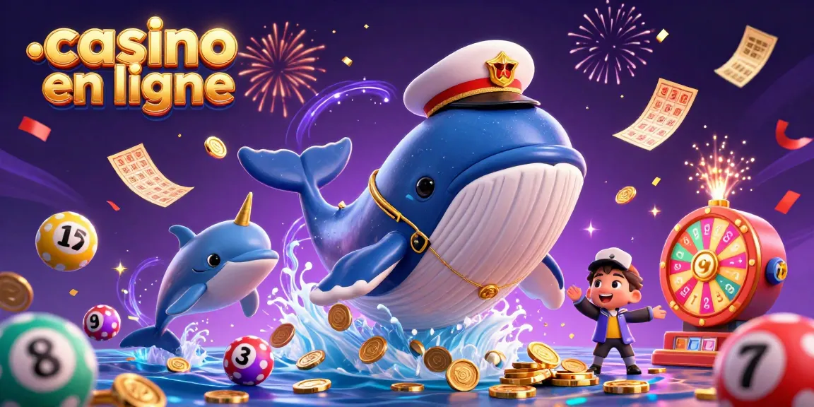 Animations de jeux de "casino en ligne" avec baleine, narval et dauphins en action