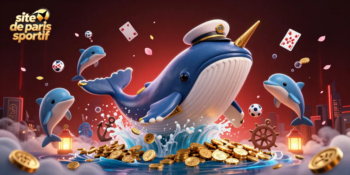 La scène captivante du site de paris sportif avec une baleine majestueuse et des éléments sportifs.
