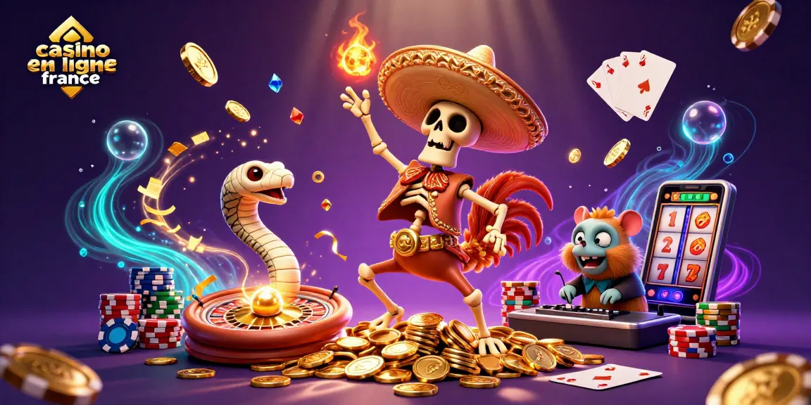 Casinos en ligne France : personnage unique dans un décor de jeu vidéo animé avec des éléments de casino.