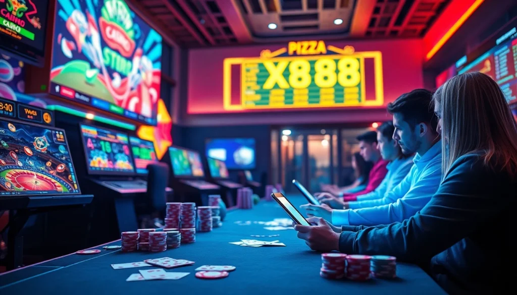 Engaging online gaming scene showcasing XX88 platform features at https://xx88.pizza/ with vibrant visuals and user interaction.