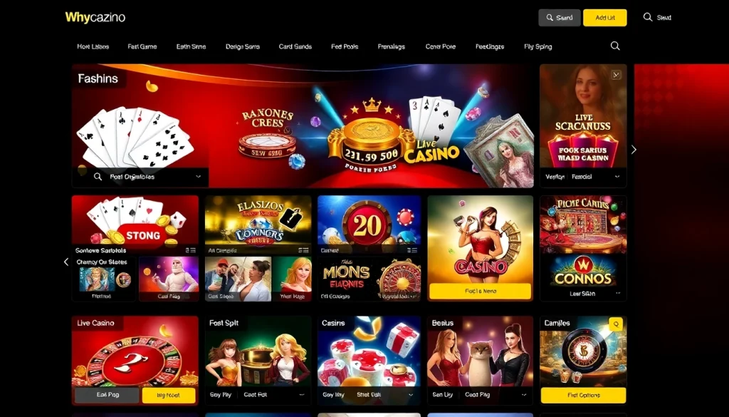 Experience the dynamic online casino interface at https://whycazino.com with vibrant gaming options and user-friendly design.