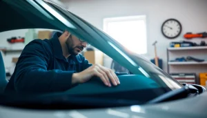 Affordable auto glass Northglenn service by a skilled technician in a clean garage.
