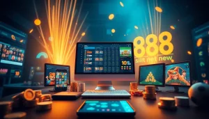 Engaging view of the dynamic online betting platform 888new, showcasing its vibrant gaming interface and secure payment options.