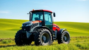 Enhance agricultural productivity with the AF88 tractor showcased in a vibrant rural setting.