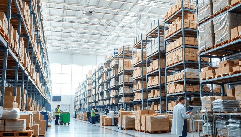 Illustration of a 3PL warehouse showing efficiency in logistics management.