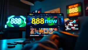 Engaging display of 888new online gaming platform on a sleek device.