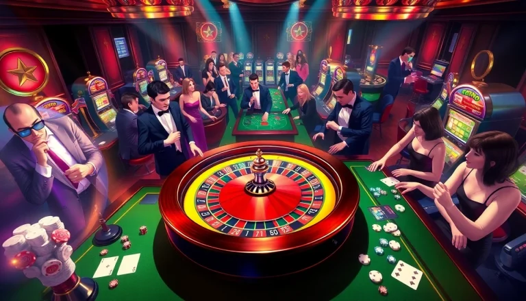 Experience exhilarating thrills at 79king with vibrant casino tables, roulette wheels, and enthusiastic players.