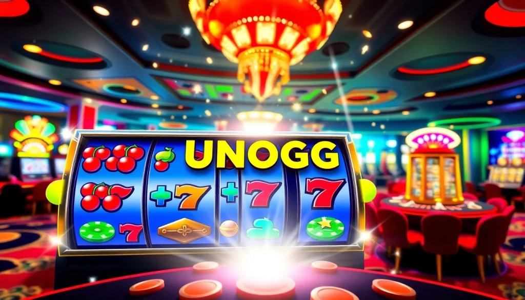 Jelajahi Unogg slot game dengan antarmuka warna-warni dan simbol yang mengasyikkan.