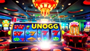 Jelajahi Unogg slot game dengan antarmuka warna-warni dan simbol yang mengasyikkan.